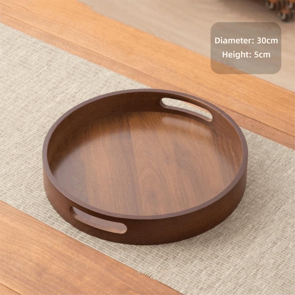 Walnut Color Food Storage Trays Round Dessert Pallet Decorate Tray Bamboo Wooden Tray  Kitchen