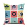 Watercolor Maritime-themed Logo Digital Printing Short Plush Pillow Covers for Car Sofa Office Cushion Cover Home Goods
