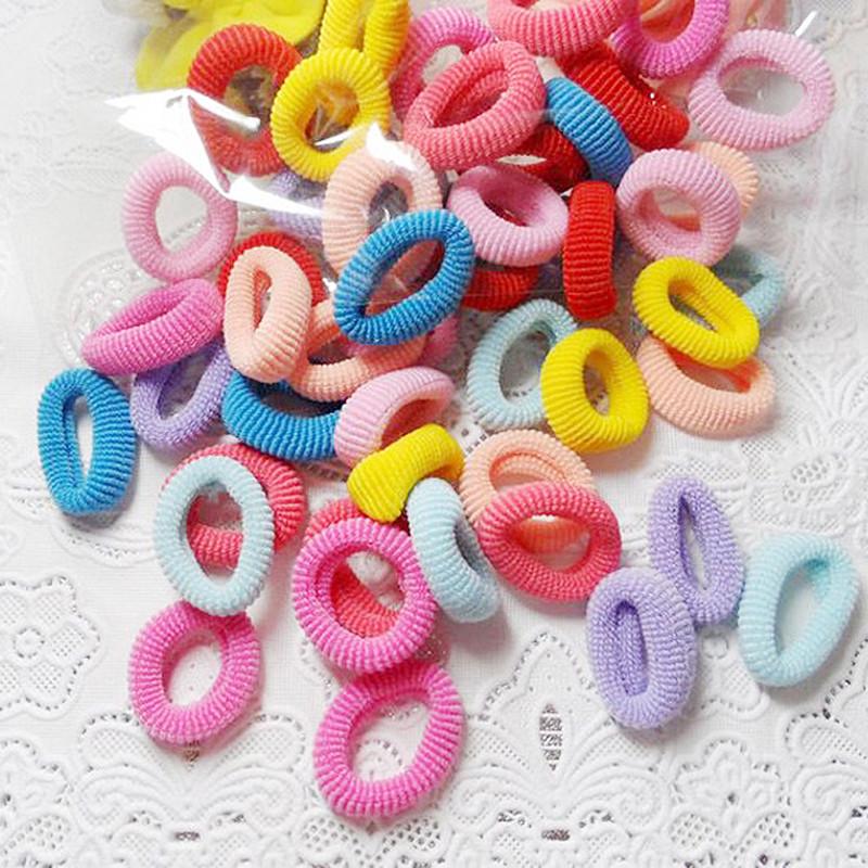 Seamless High Elastic Candy Color Kids Hair Ties Band Rope Ponytail Holders 100pcs