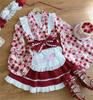 CAWILXHA Lolita Cosplay Princess Long Mori Dreamy Halloween Costume Red Dress, Costume, Red, Yellow, Purple, Sleeves, Sleeves, Girl, Cute, Apron,