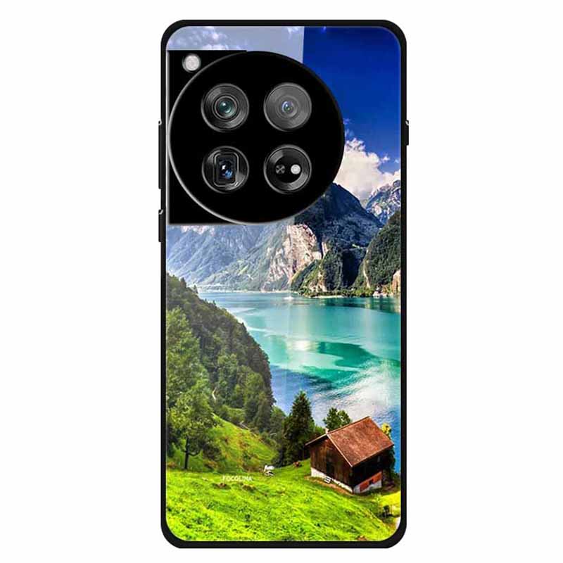 For OnePlus 12 5G Case Pattern Printing Tempered Glass Cell Phone Protection Cover