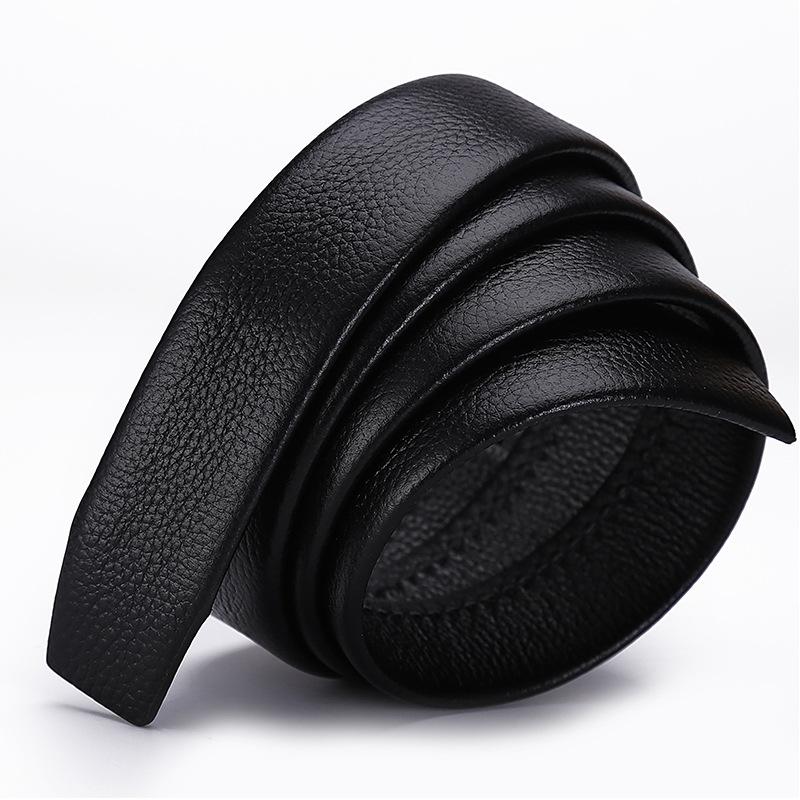 Men's Top Layer Cowhide Belt Strip Belt Men's Genuine Leather Belt Men's No Buckle Belt Lychee Pattern