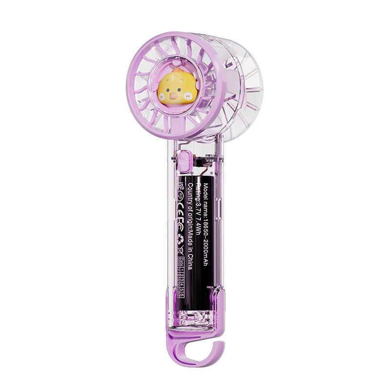 Portable USB Handheld Fan with Strong Wind, Climbing Hook, and Atmosphere Light