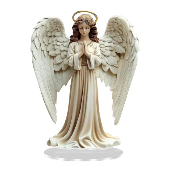2D Flat Table Sign Acrylic Prayer Wings Angel/Fairy/Nativity Scene Desktop Ornament for Tabletop Shelf Mantel Decor