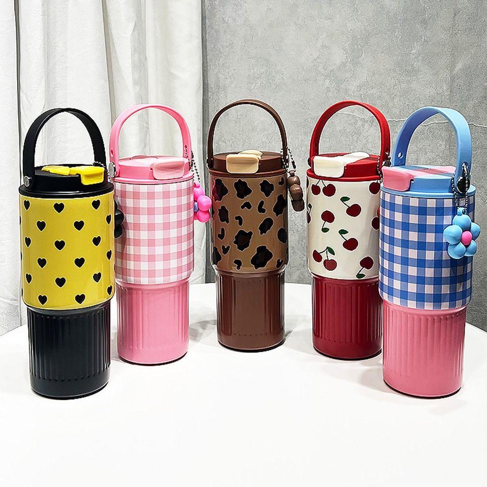 Portable Thermal Water Bottle 750ML Drinking Straw Cup Outdoor Insulated Mug Kitchenware