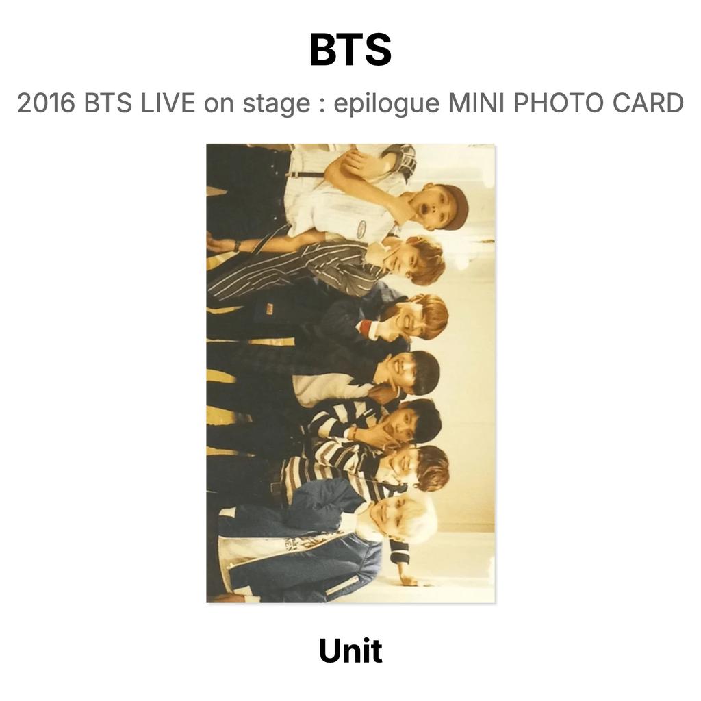 BTS 2016 BTS LIVE On Stage : Epilogue MINI PHOTO CARD Official Photocard