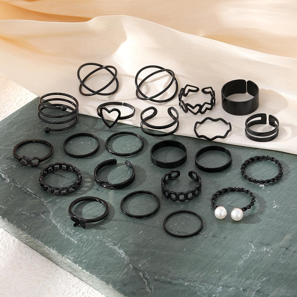 2023 Vintage Hollow-out Ring Luxury Butterfly Flower Ring Star Simple Jewelry Accessories Ring Love Women Party Versatile 23 Pieces Set Ring