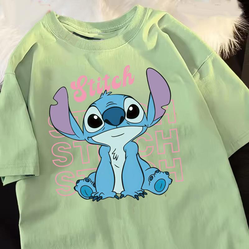 Funny 100 Cotton Stitch Love Graphic Print TShirt for Women Casual Short Sleeve Tee Cartoon Design