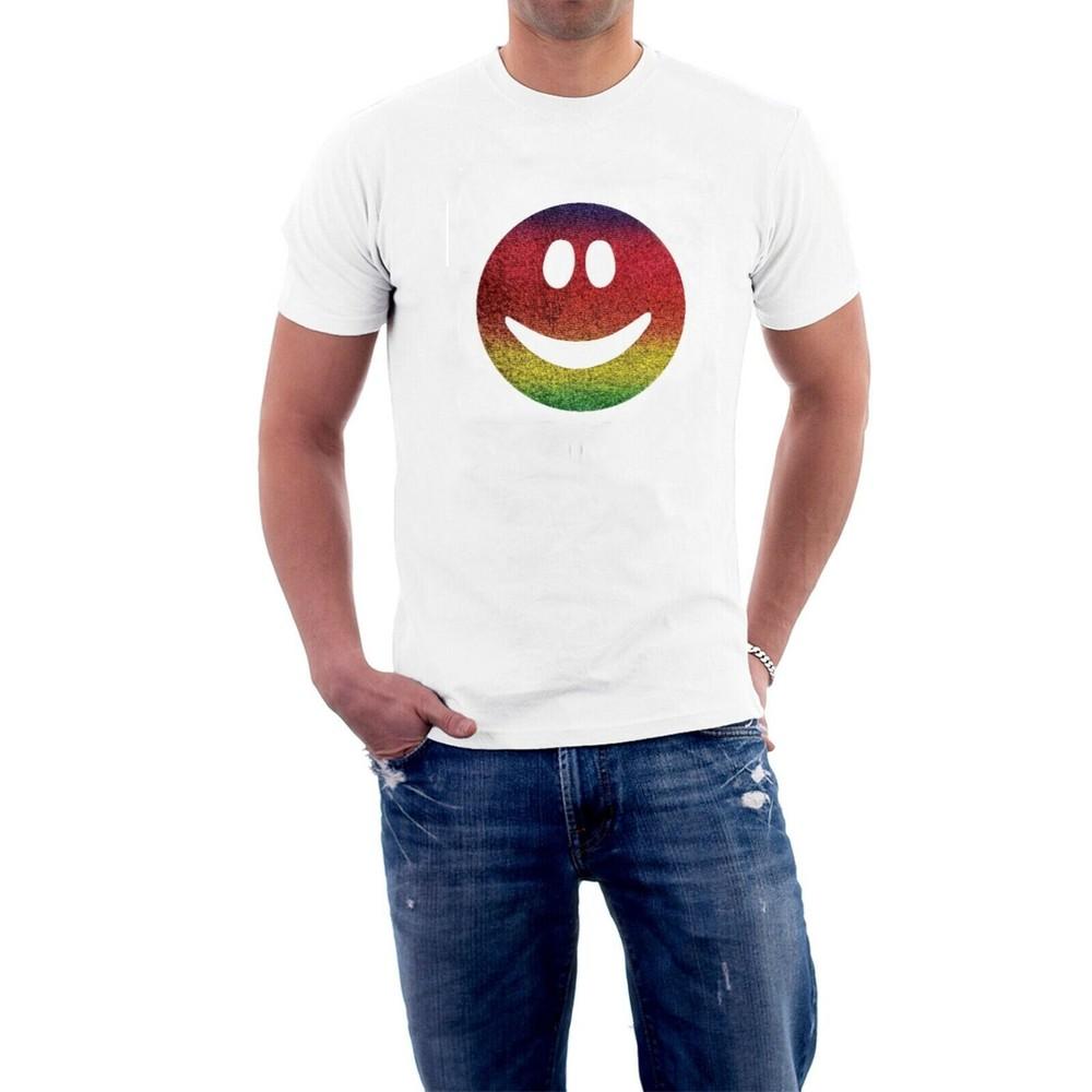 

SMILEY RAINBOW FACE T-shirt. SOFT RAINBOW PRINT Tees by Sillytees XL