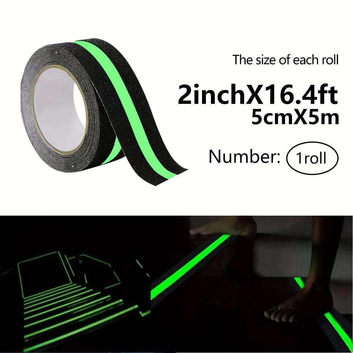 

5CM X 5M Anti Slip Traction Tape With Glow in Dark Green Stripe Friction Abrasive Adhesive For Stair Tread Step Indoor Outdoor 5cm&5m