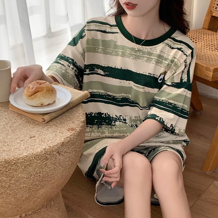 

Женская пижама, домашняя одежда, корейская версия хлопковой пижамы, женский весенне-летний тонкий костюм, женская домашняя одежда XXL