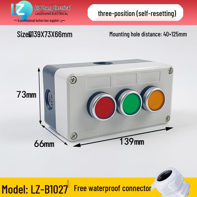 IP65 Waterproof Button Box with Emergency Stop & Indicator Light - 12345-Hole Plastic Enclosure
