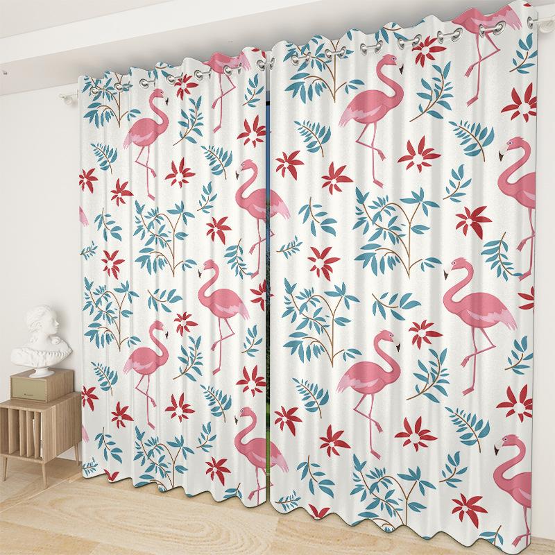 Flamingo Gardinenstoff Schlafzimmer Wohnzimmer Balkon Verdunkelungsvorhang Büro Hotel Isolationsvorhang