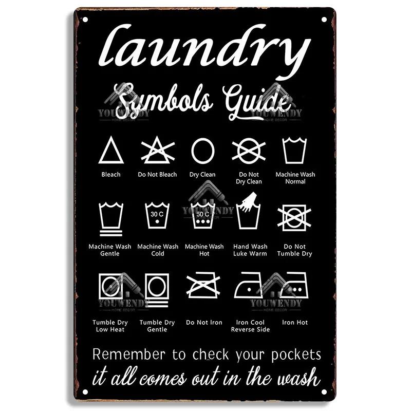 Laundry Sign Vintage Tin Sign, Metal Plaque, Retro Metal Sign, Wall Decor for Laundry Room