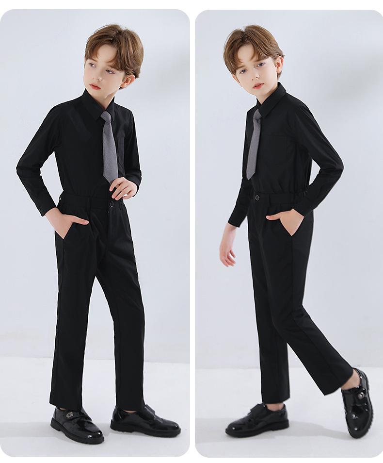 Children's Long-Sleeve White Shirt for Boys and Girls - School Uniform & Performance Wear for Spring and Autumn