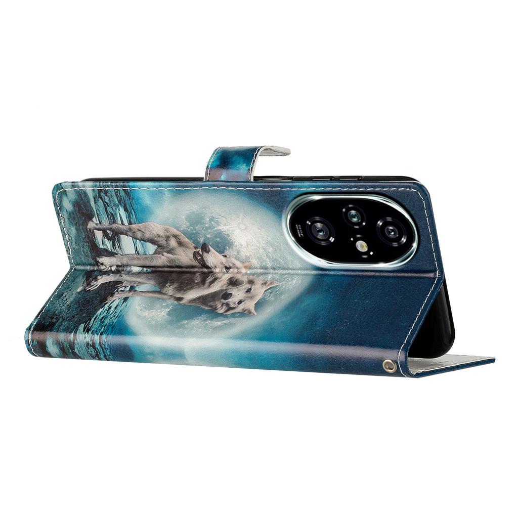 For Honor 200 Pro 5G Wallet Case PU Leather Pattern Printing Stand Phone Cover with Strap