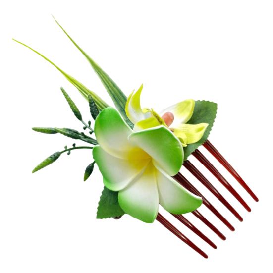 

Hair Comb Artificial Flower Design Anti-slip Teeth Hair Organizer Comb Updo Bun Hair Styling Accessory зелёный
