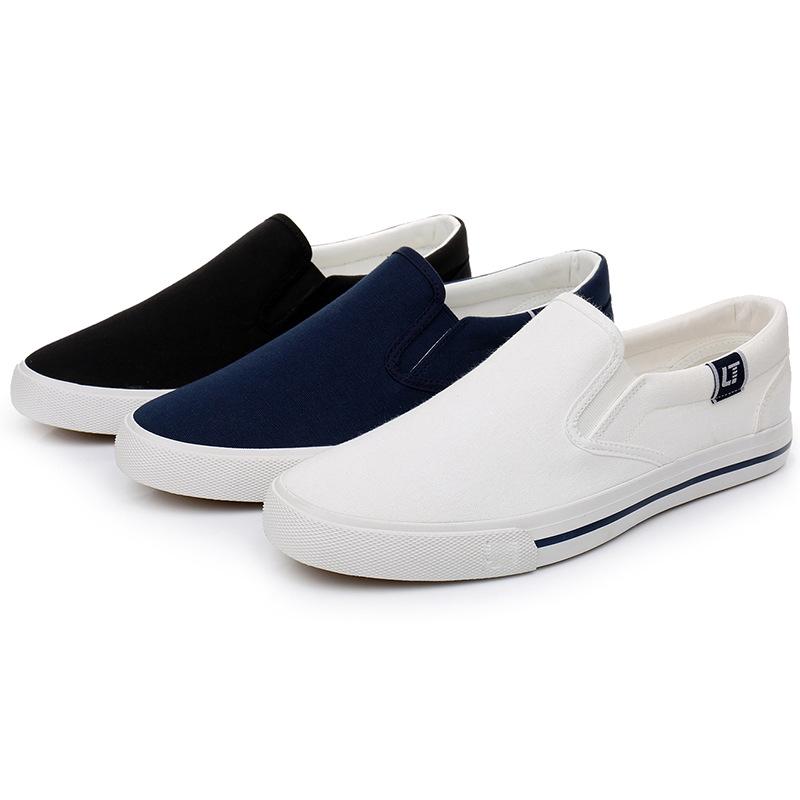 Women's White Thick-Soled Slip-On Canvas Shoes - Casual Autumn Student Footwear