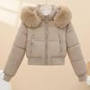 Moda Invierno Mujer Abrigos Capucha Cuello de Piel Sintética Gruesos Cálidos Parkas Cortas Sueltas Chaquetas de Mujer