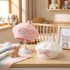 Soft Children Knitted Beret Elastic Beanie Cap Stylish Bow Embroidery Painter Hat  Gift