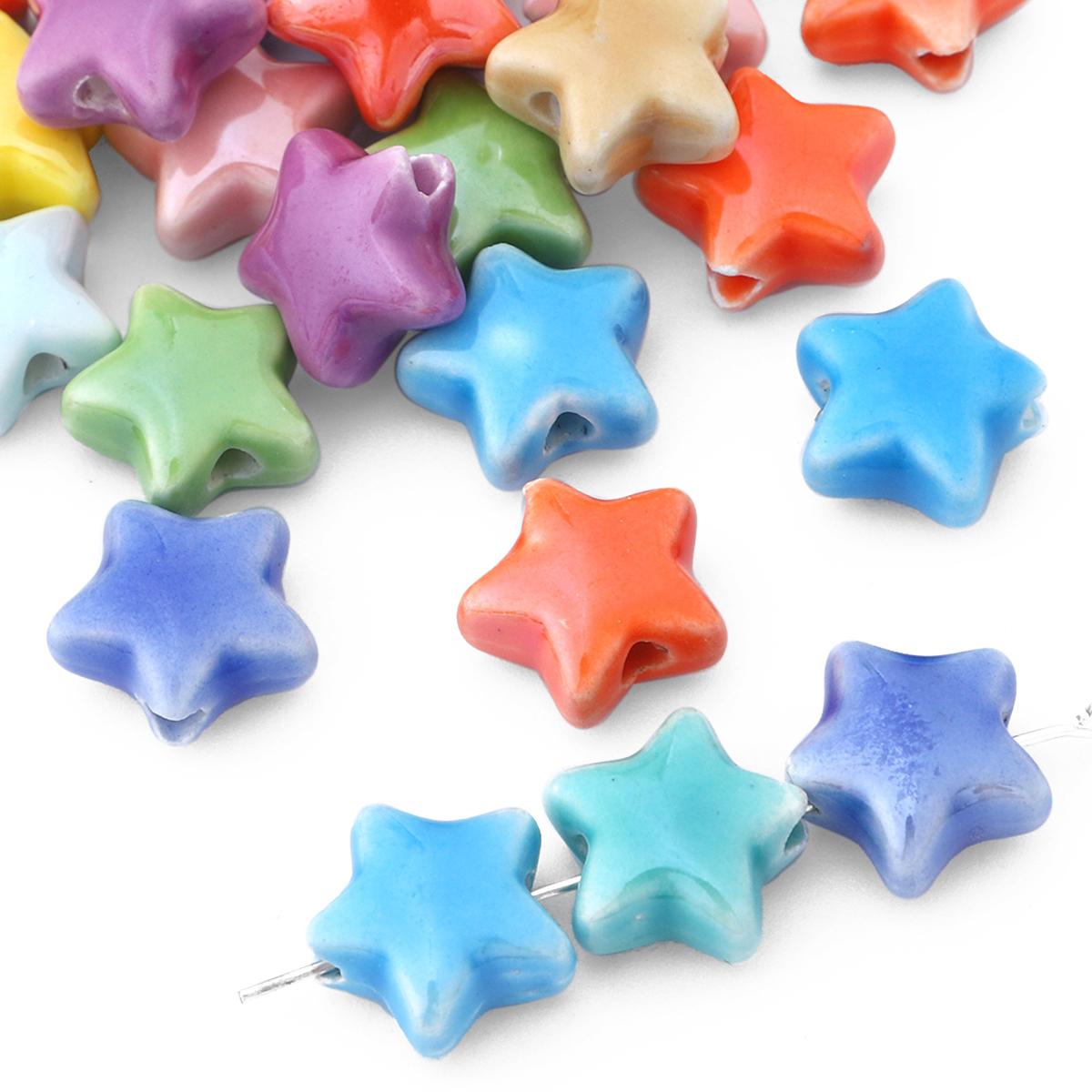 

10 шт., 14 мм, выбор цвета, керамические бусины с пятиконечной звездой для изготовления ювелирных изделий, ожерелье, браслет, серьги «сделай сам» 14mm 10pcs