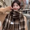 Korean Scarf Winter Women's Atmosphere New Mohair High Sense Thickened Warm Shawl Plaid Scarf