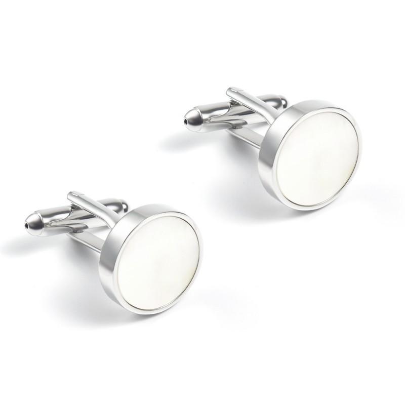 

High End Color Shell White Cufflinks Men s French Metal Pure Natural серебряный