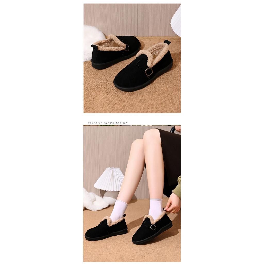 Winter Cotton Shoes for Women, Retro Boken Cotton Boots with Thick Velvet Snow Boots for Women