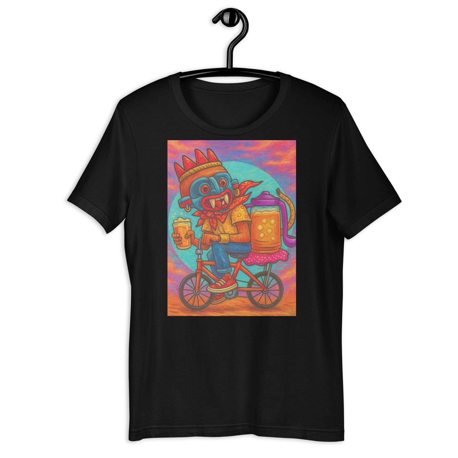 Aztec Devil Bike Beer Cartoon Mexican Folk Art T-Shirt Design S разноцветный