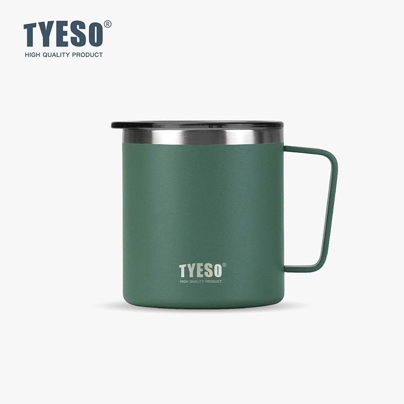Tyeso Stylish Office Coffee Mug 304 Stainless Steel Visual Lid Minimalist Design with Handle Unisex Mug for Daily Use