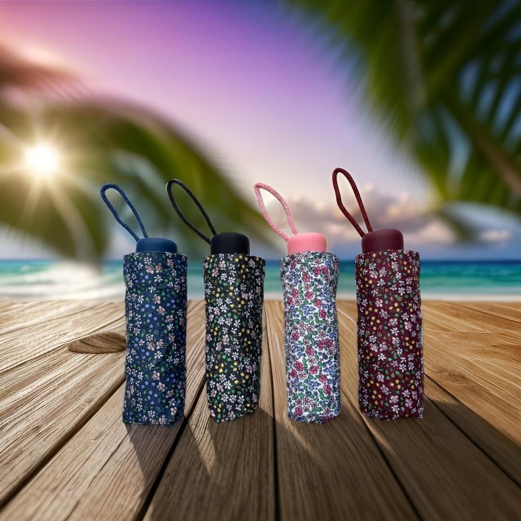 item ladies folding umbrella compact lightweight cute floral pattern blue No-brand