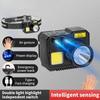 LED Headlight Mini Imitation Camera Smart Sensor Headlamp Rechargeable Head Mounted Torch 7 Lighting Modes Hiking Mining Fishing