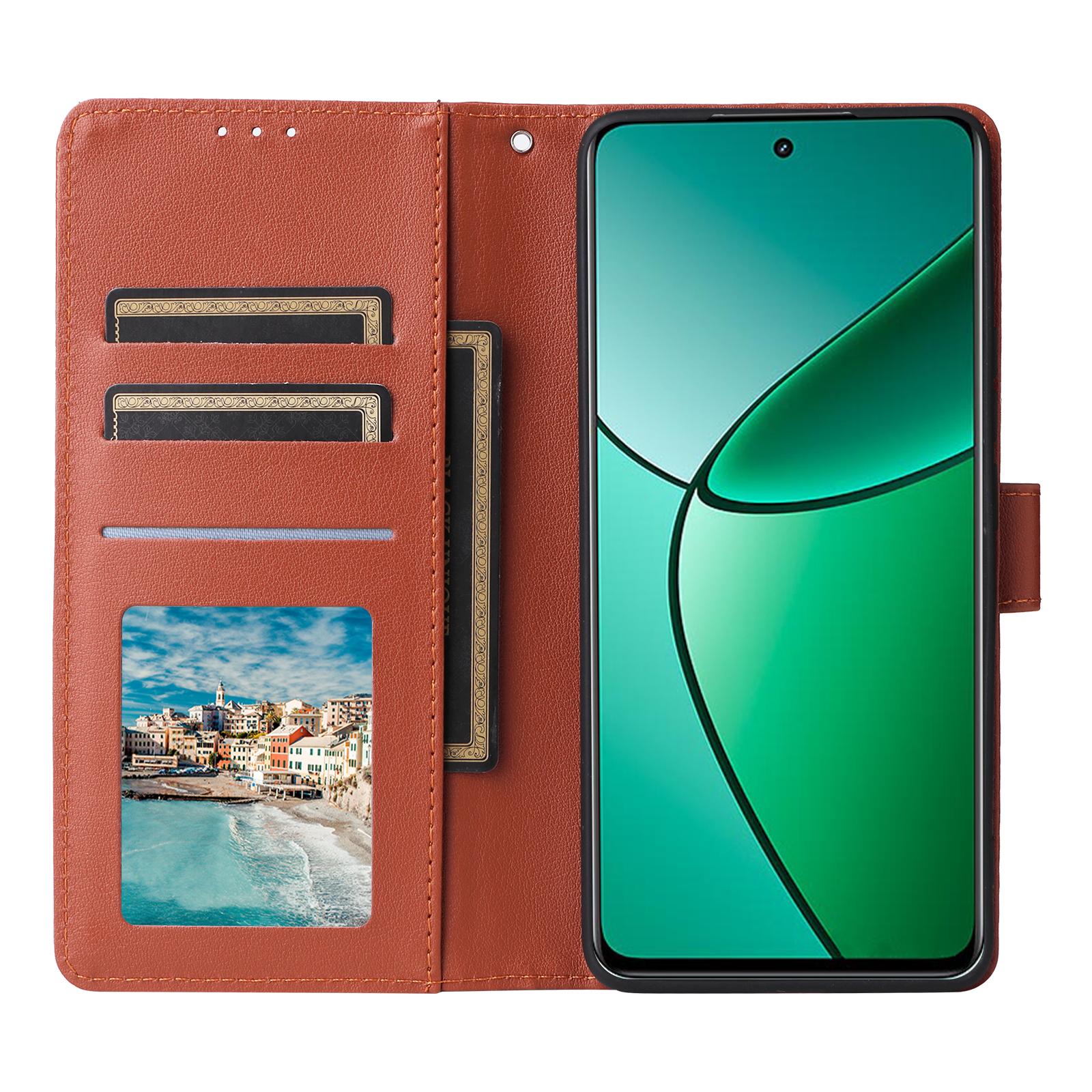 

For Realme 14 Pro+ 5G Case Wallet Stand View PU Leather Phone Cover Wine Red