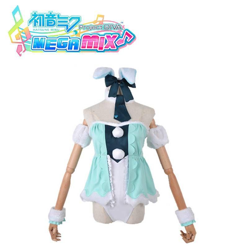 Hatsune White Miku Rabbit Girl Cosplay Tights Anime Stage Performance Costume