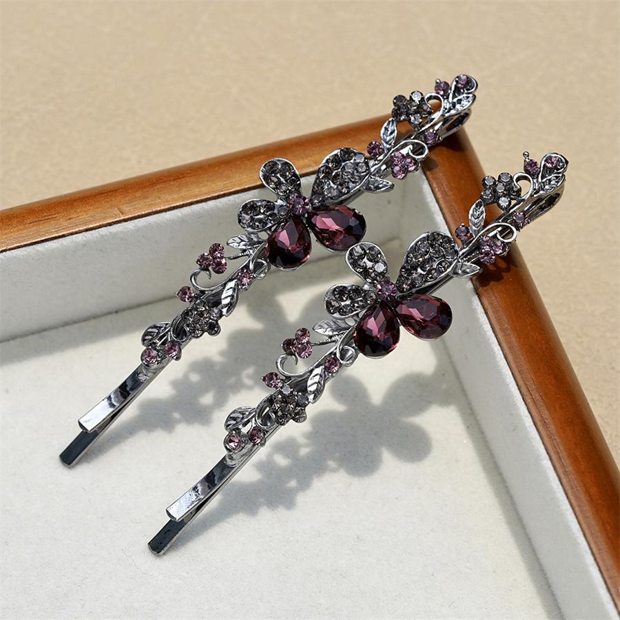 New Rhinestone Word Clip Hair Accessories Women's Side Clip Flower Bangs Clip Crystal Head Ornament Jewelry Korean
