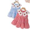 Girls Sleeveless Plaid Dress With Doll Collar Cute Princess Casual Summer Spring Autumn Outfit For Kids