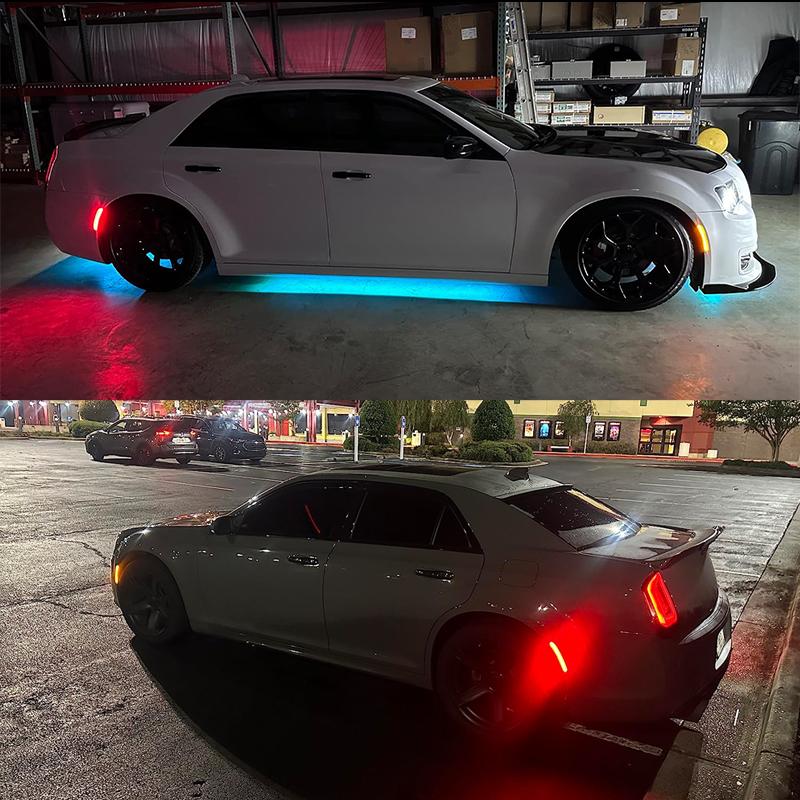 For Chrysler 300 Front Rear Bumper LED Side Fender Marker Light Parking Light Front Amber Turn Signal Lights 2015-2021 12V Back Up Lights 1
