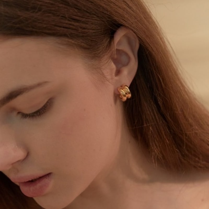 

hish double earrings - gold (silver925, 18k gold plated) gold