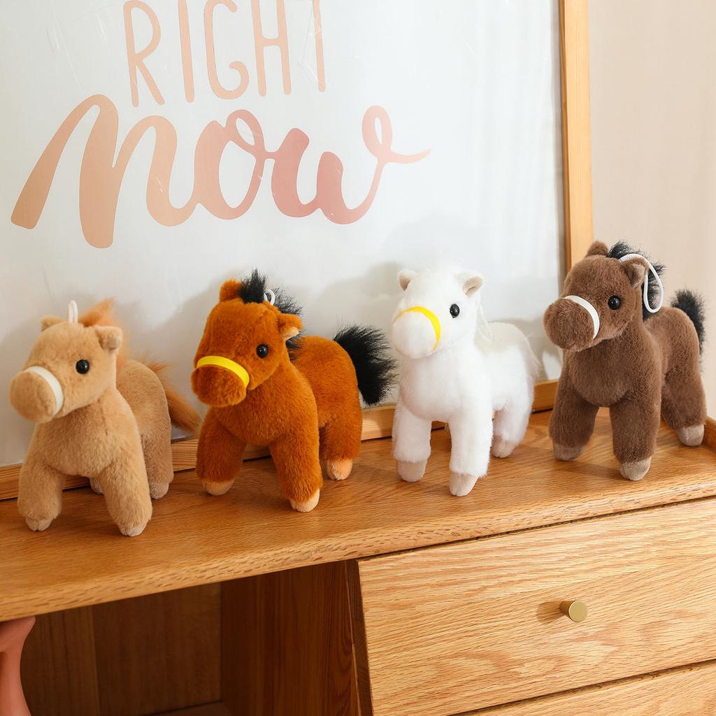 Cute Simulation Pony Doll Plush Toy Little White Horse Zodiac Horse Year Doll Children Accompany Soothing Doll