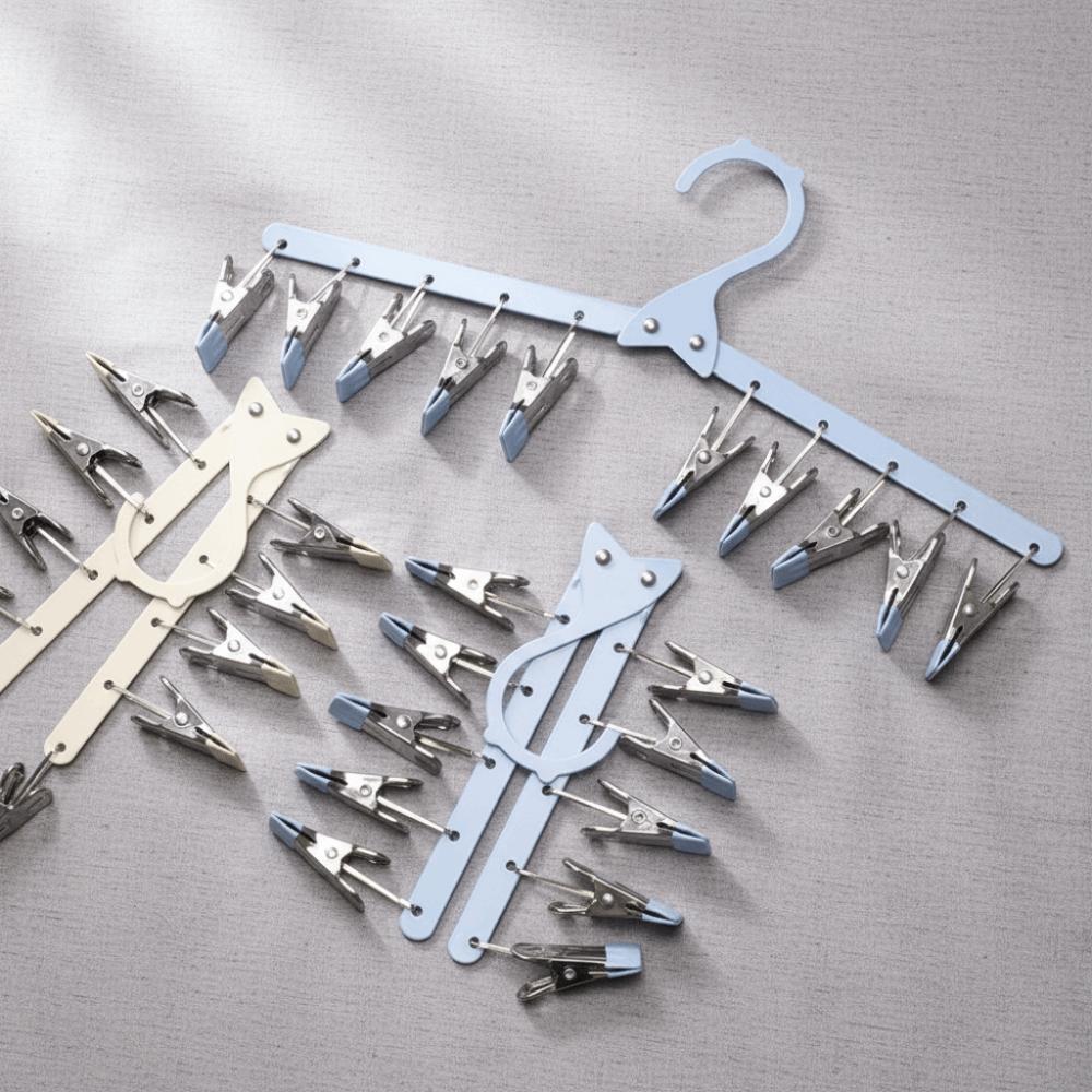 Windproof Folding Clothes Drying Rack 10 Clips Sock Laundry Airer Sock Drying Rack  Apartment