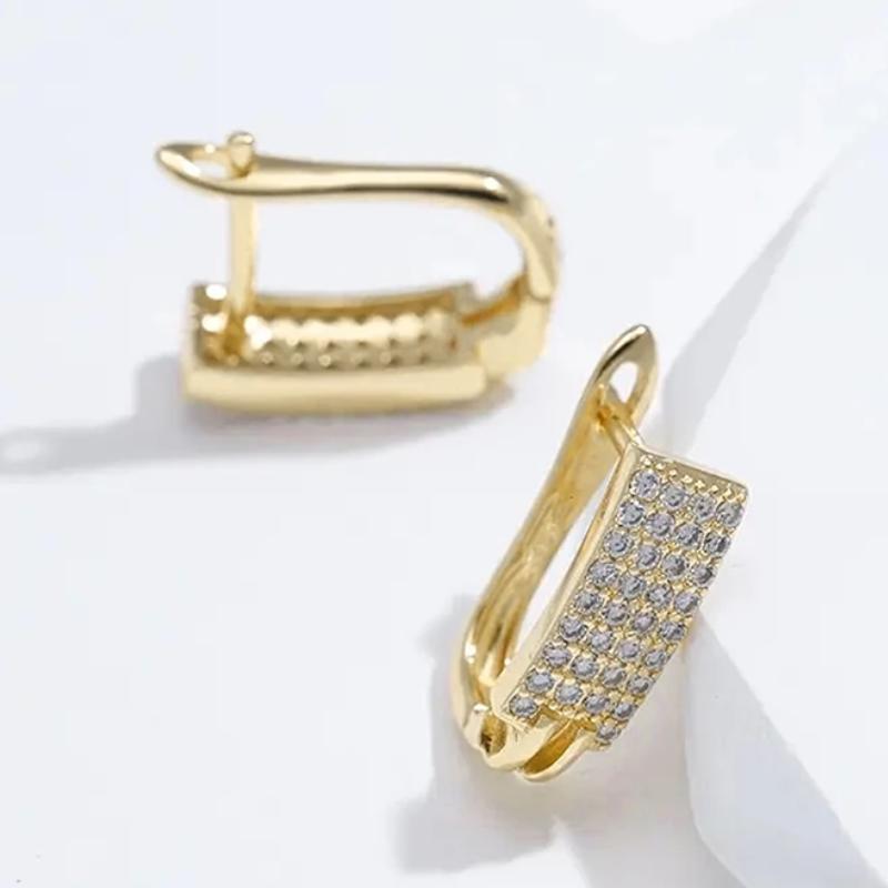 

CAOSHI Versatile Gold Color Hoop Earrings for Women Brilliant Zirconia Zircon for Daily Wear Trendy Female Accessories Gift