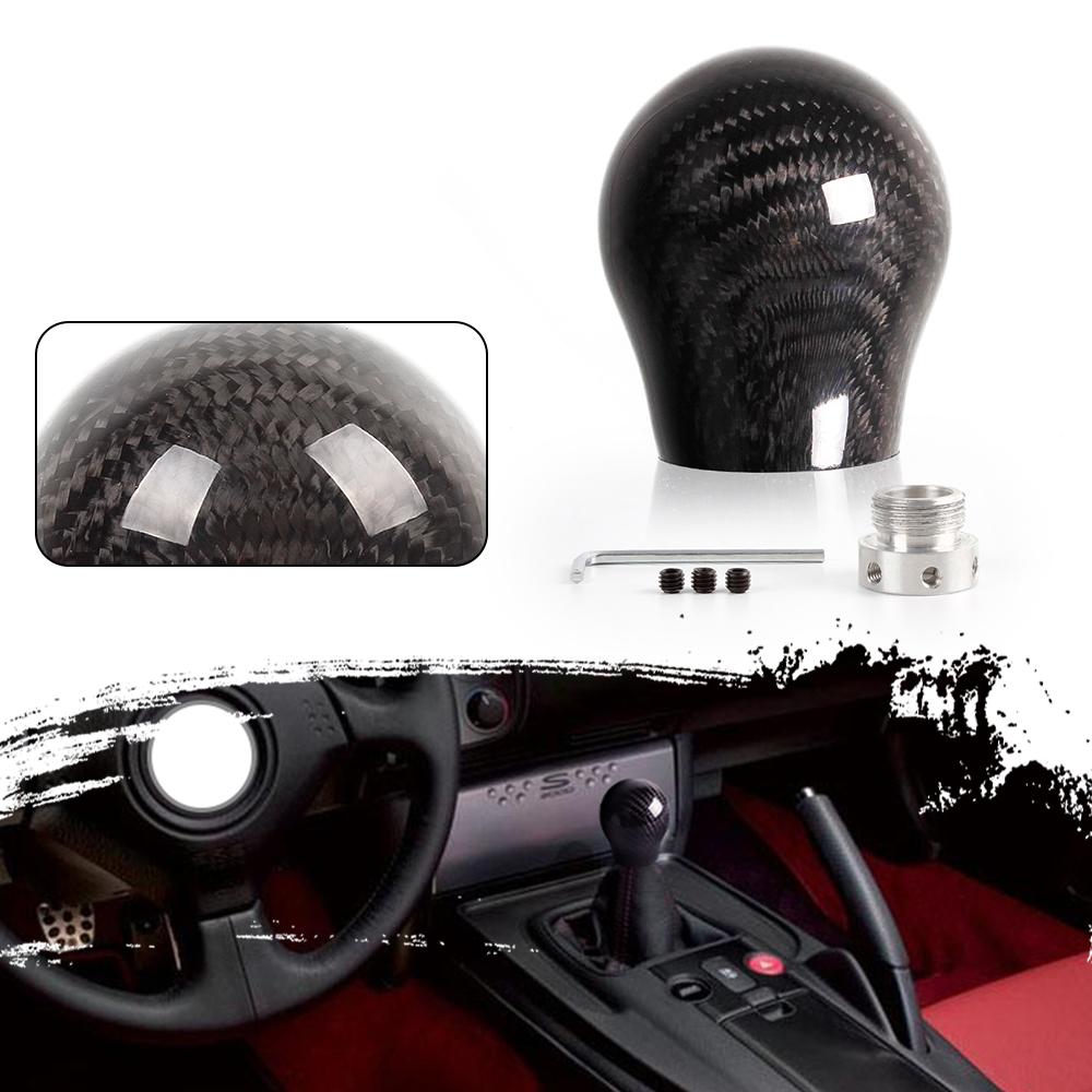New Arrived Carbon Fiber Gear Shift Knob Manual Transmission Gear Stick Head Shifter Lever Handle With Limiter Adapter SFN135