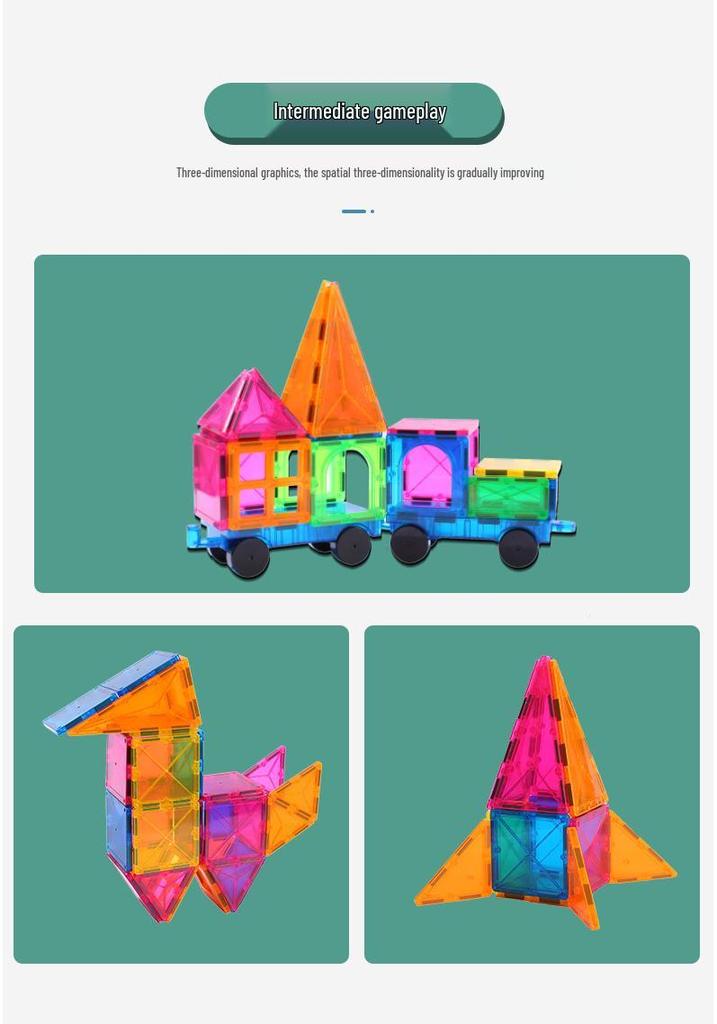 Colorful Stained Glass Magnetic Building Blocks for Children - Strong Magnetic Toy Pieces