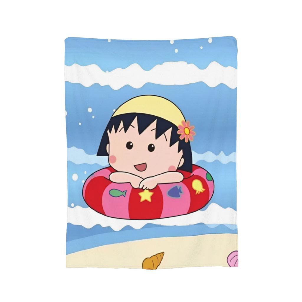 Anime Chibi Maruko Chan Blankets Flannel Spring Autumn Breathable Lightweight Throw Blankets for Sofa Travel Bedspreads