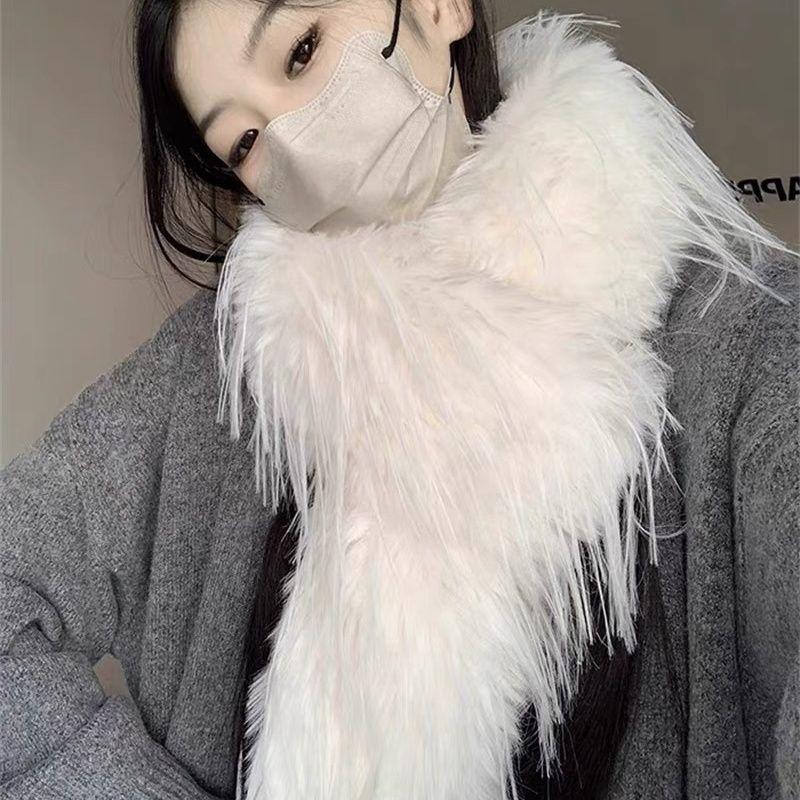 

Премиальный шарф-снуд из плюша, женственный, однотонный, утолщенный, теплый, меховая шаль