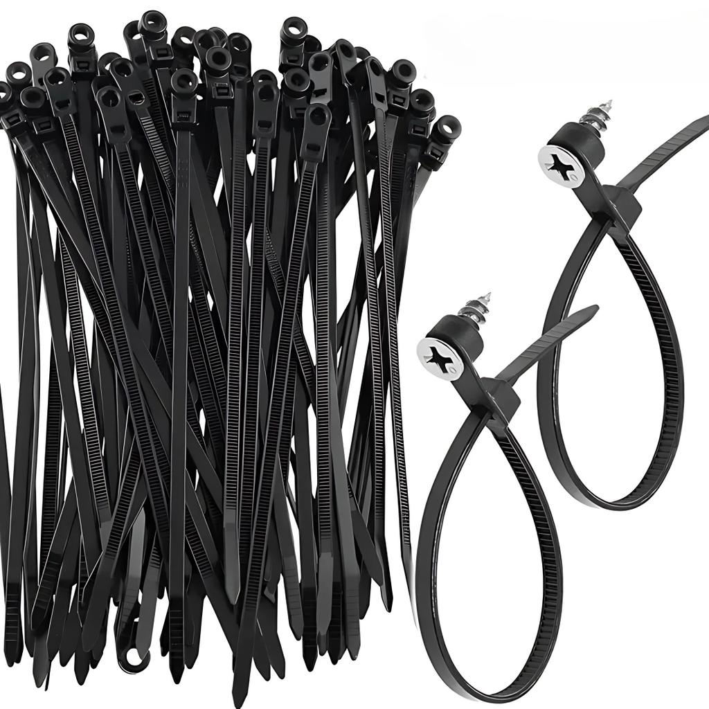 100/1000PCS Śrubowe opaski kablowe Wielokrotnego użytku Stałe nylonowe opaski kablowe Samoblokujące opaski kablowe Paski mocujące Pętla biurowa Organizer