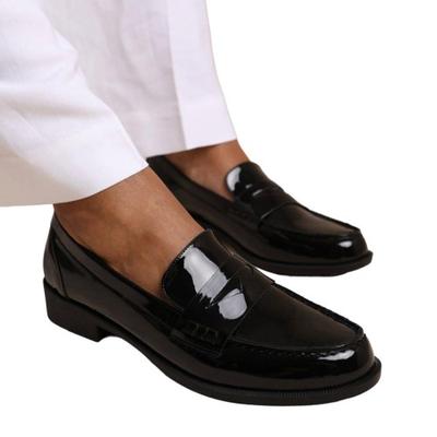 Womens/Ladies Houston Patent Leather Slip-on Wide Loafers