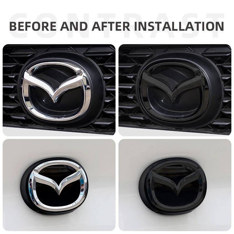 Car Front Grille Badge Trunk Emblem For Mazda 3 Axela Atenza 17-20 Carbon fiber Head Rear Body Decal Accessories FF29