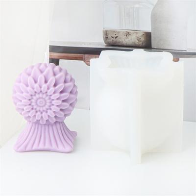 3D Flower Pedestal Shape Candle Silicone Mold DIY Peony Flower Relief Cylinder Craft Resin Plaster Clay Mold Home Decorative Art