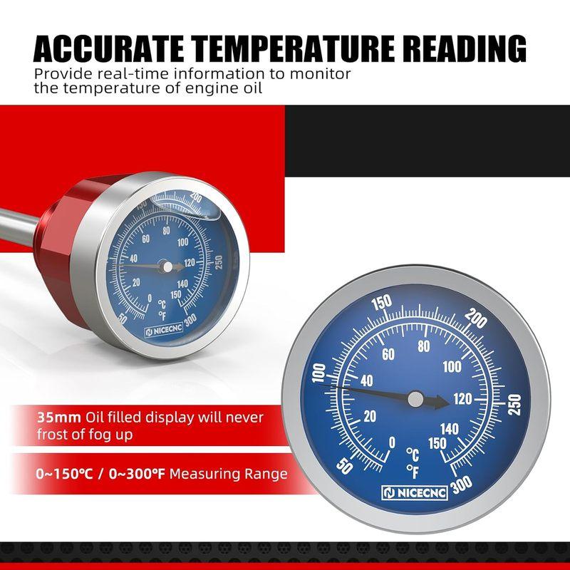 Red Oil Level Gauge Dipstick Temperature Compatible with Honda XR650L 1993 1994 1995 1996 1997 1998 1999 2000 2001 2002 2003 200